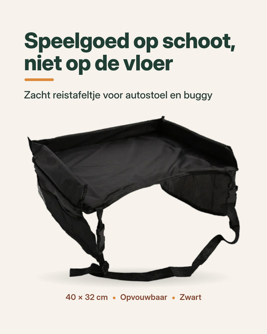 Moebie’s Opvouwbare Reistafel voor Autostoel & Buggy – Zwart