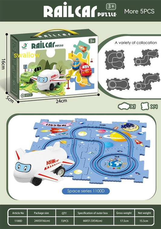 Children’s Puzzle Electric Railroad Speeder DIY Toy