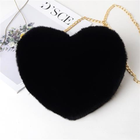 Love Heart Plush Shoulder Bag for Women