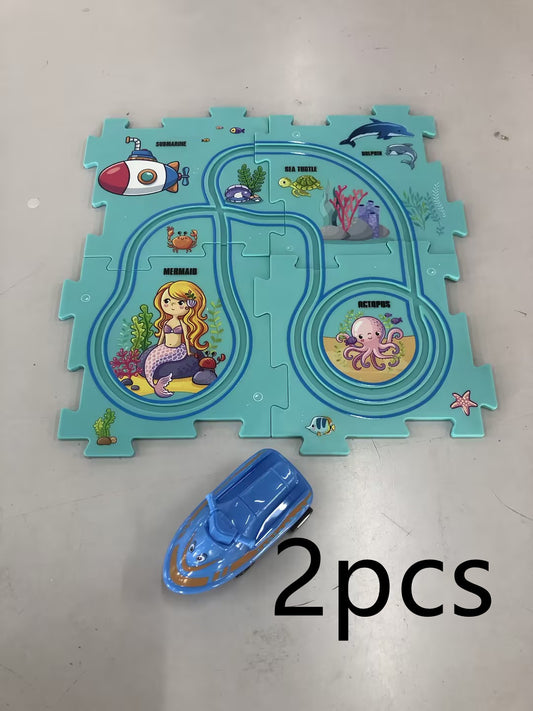 Children’s Puzzle Electric Railroad Speeder DIY Toy