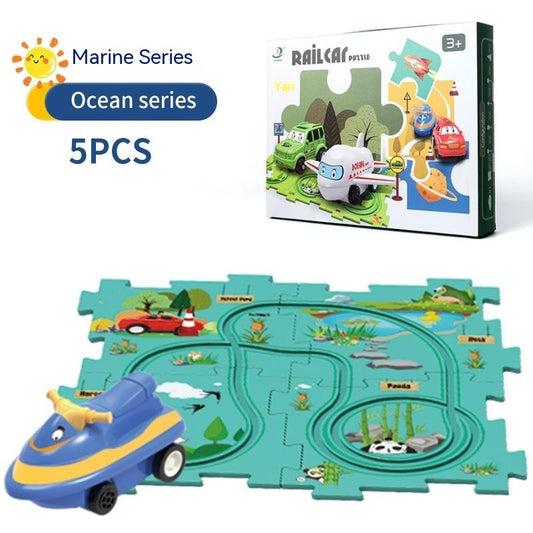 Children’s Puzzle Electric Railroad Speeder DIY Toy