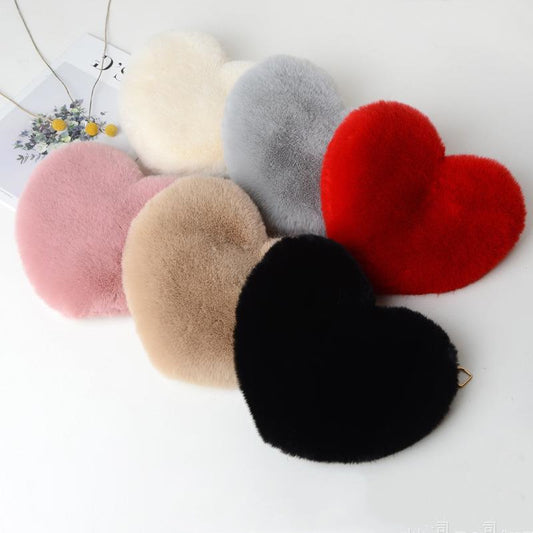 Love Heart Plush Shoulder Bag for Women