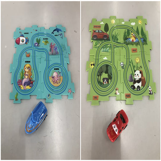 Children’s Puzzle Electric Railroad Speeder DIY Toy
