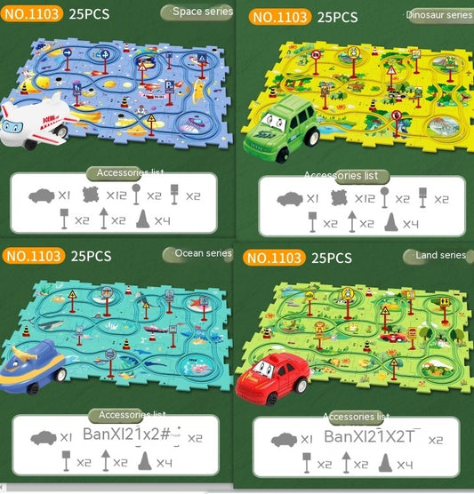 Children’s Puzzle Electric Railroad Speeder DIY Toy