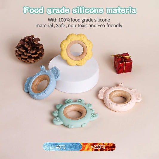 Siliconen Uil Bijtring met Houten Ring