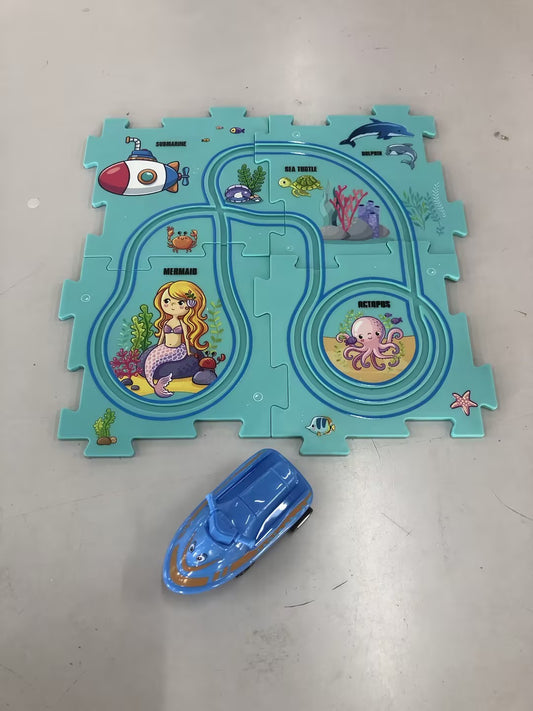 Children’s Puzzle Electric Railroad Speeder DIY Toy