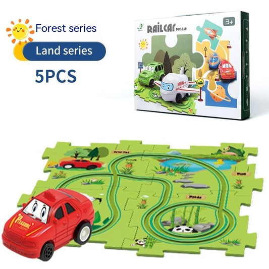 Children’s Puzzle Electric Railroad Speeder DIY Toy
