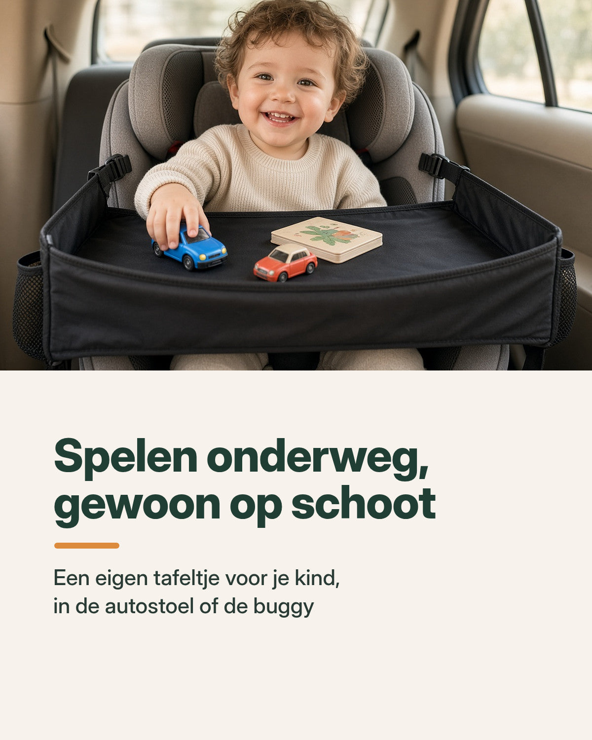 Moebie’s Opvouwbare Reistafel voor Autostoel & Buggy – Zwart