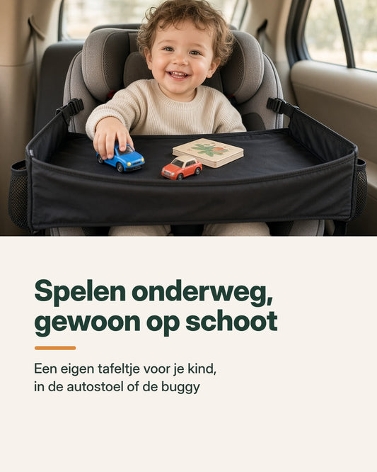 Moebie’s Opvouwbare Reistafel voor Autostoel & Buggy – Zwart