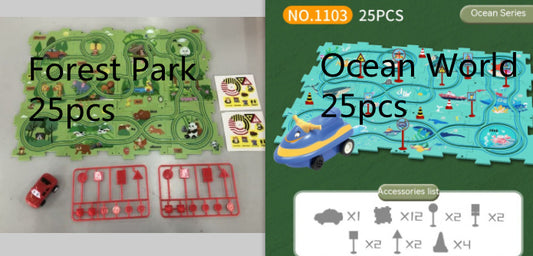 Children’s Puzzle Electric Railroad Speeder DIY Toy