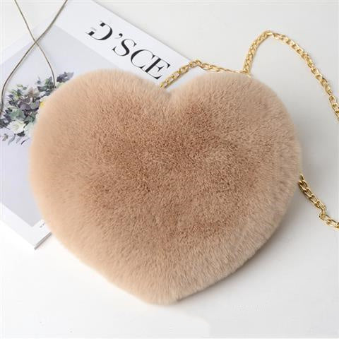 Love Heart Plush Shoulder Bag for Women