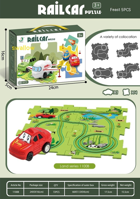 Children’s Puzzle Electric Railroad Speeder DIY Toy