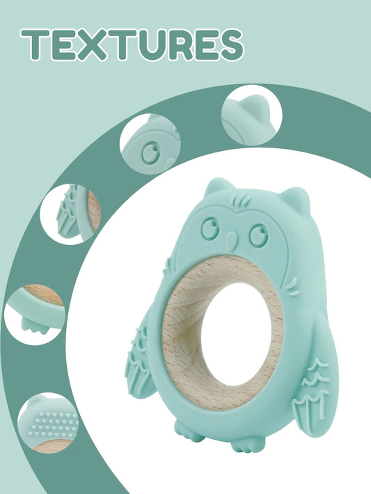 Siliconen Uil Bijtring met Houten Ring