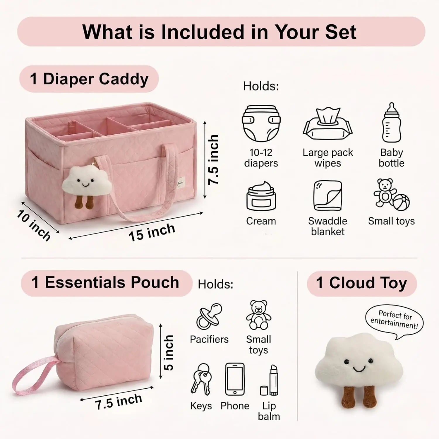 Baby Organizer Mand met Opbergvakken